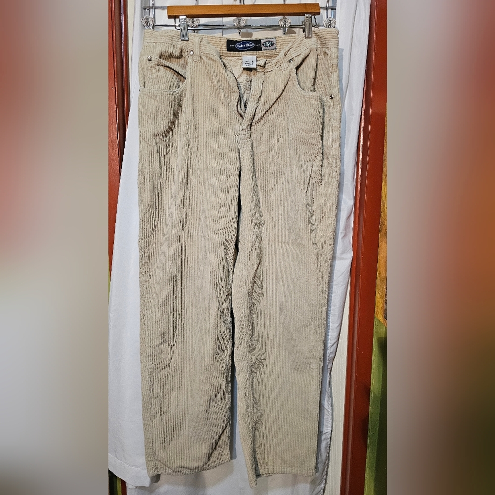 Anchor Blue Beige Corduroy Pants 36x32  Y2K